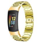 For Fitbit Charge 5 Diamond Stainless Steel Watch Band(Gold)