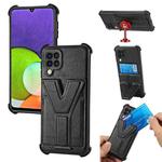 For Samsung Galaxy A12 5G Y Style Multifunction Card Stand Back Cover PU + TPU + PC Magnetic Phone Case(Black)