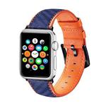 Carbon Fiber Texture Leather Watch Band Watch Band For Apple Watch Series 8&7 41mm / SE 2&6&SE&5&4 40mm / 3&2&1 38mm(Orange Blue)