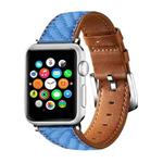 Carbon Fiber Texture Leather Watch Band Watch Band For Apple Watch Series 8&7 41mm / SE 2&6&SE&5&4 40mm / 3&2&1 38mm(Blue Brown)