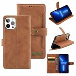 Copper Buckle Horizontal Flip Leather Phone Case with Holder & Card Slots & Wallet For iPhone 13 Pro(Brown)