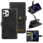 Copper Buckle Horizontal Flip Leather Phone Case with Holder & Card Slots & Wallet For iPhone 12 Pro Max(Black)