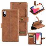 Copper Buckle Horizontal Flip Leather Phone Case with Holder & Card Slots & Wallet For iPhone XS Max(Brown)