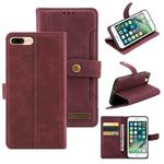 Copper Buckle Horizontal Flip Leather Phone Case with Holder & Card Slots & Wallet For iPhone 8 Plus & 7 Plus(Maroon)