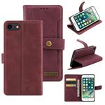 For iPhone SE 2022 / SE 2020 / 8 / 7 Copper Buckle Horizontal Flip Leather Phone Case with Holder & Card Slots & Wallet(Maroon)