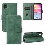 For TCL A3X Solid Color Skin Feel Magnetic Buckle Horizontal Flip Calf Texture PU Phone Case(Green)