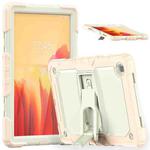 Shockproof Colorful Silicone + Beige PC Tablet Protective Case with Holder & Shoulder Strap For Samsung Galaxy Tab A7 2020 T500(Rose Gold)