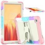 Shockproof Colorful Silicone + Beige PC Tablet Protective Case with Holder & Shoulder Strap For Samsung Galaxy Tab A7 2020 T500(Camouflage Pink)