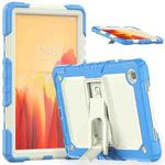 Shockproof Colorful Silicone + Beige PC Tablet Protective Case with Holder & Shoulder Strap For Samsung Galaxy Tab A7 2020 T500(Blue)