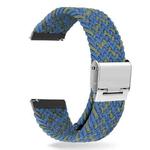 22mm Universal Metal Buckle Nylon Braided Watch Band(W Blue Green)