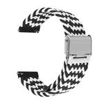 22mm Universal Metal Buckle Nylon Braided Watch Band(W Black White)