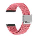 22mm Universal Metal Buckle Nylon Braided Watch Band(Pink)