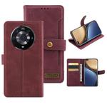 For Honor Magic3 Pro Copper Buckle Horizontal Flip Leather Phone Case with Holder & Card Slots & Wallet(Maroon)