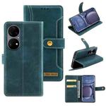 For Huawei P50 Pro Copper Buckle Horizontal Flip Leather Phone Case with Holder & Card Slots & Wallet(Green)