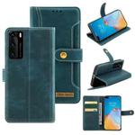 For Huawei P40 Copper Buckle Horizontal Flip Leather Phone Case with Holder & Card Slots & Wallet(Green)