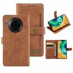 For Huawei Mate 30 Pro Copper Buckle Horizontal Flip Leather Phone Case with Holder & Card Slots & Wallet(Brown)