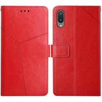 For Samsung Galaxy A02 EU Version Y Stitching Horizontal Flip Leather Case with Holder & Card Slots & Wallet & Photo Frame(Red)