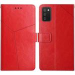 For Samsung Galaxy A02s Y Stitching Horizontal Flip Leather Case with Holder & Card Slots & Wallet & Photo Frame(Red)