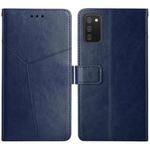 For Samsung Galaxy A02s Y Stitching Horizontal Flip Leather Case with Holder & Card Slots & Wallet & Photo Frame(Blue)