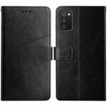 For Samsung Galaxy A03s 166mm Y Stitching Horizontal Flip Leather Case with Holder & Card Slots & Wallet & Photo Frame(Black)