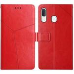 For Samsung Galaxy A20 / A30 Y Stitching Horizontal Flip Leather Case with Holder & Card Slots & Wallet & Photo Frame(Red)
