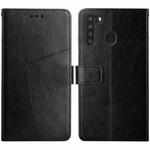 For Samsung Galaxy A21 Y Stitching Horizontal Flip Leather Case with Holder & Card Slots & Wallet & Photo Frame(Black)
