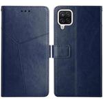 For Samsung Galaxy A22 4G Y Stitching Horizontal Flip Leather Case with Holder & Card Slots & Wallet & Photo Frame(Blue)