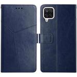 For Samsung Galaxy A42 Y Stitching Horizontal Flip Leather Case with Holder & Card Slots & Wallet & Photo Frame(Blue)