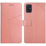 For Samsung Galaxy A51 5G Y Stitching Horizontal Flip Leather Case with Holder & Card Slots & Wallet & Photo Frame(Rose Gold)