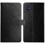 For Samsung Galaxy A71 Y Stitching Horizontal Flip Leather Case with Holder & Card Slots & Wallet & Photo Frame(Black)
