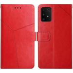 For Samsung Galaxy A91 Y Stitching Horizontal Flip Leather Case with Holder & Card Slots & Wallet & Photo Frame(Red)