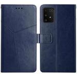 For Samsung Galaxy A91 Y Stitching Horizontal Flip Leather Case with Holder & Card Slots & Wallet & Photo Frame(Blue)