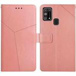 For Samsung Galaxy M31 Y Stitching Horizontal Flip Leather Case with Holder & Card Slots & Wallet & Photo Frame(Rose Gold)