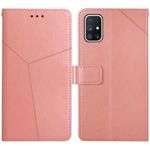 For Samsung Galaxy M51 Y Stitching Horizontal Flip Leather Case with Holder & Card Slots & Wallet & Photo Frame(Rose Gold)