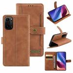 For Xiaomi Redmi K40 Pro+ Copper Buckle Horizontal Flip Leather Phone Case with Holder & Card Slots & Wallet(Brown)