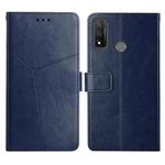 For Huawei P Smart 2020 Y Stitching Horizontal Flip Leather Phone Case with Holder & Card Slots & Wallet & Photo Frame(Blue)