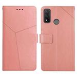 For Huawei P Smart 2020 Y Stitching Horizontal Flip Leather Phone Case with Holder & Card Slots & Wallet & Photo Frame(Rose Gold)