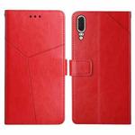 For Huawei P20 Y Stitching Horizontal Flip Leather Phone Case with Holder & Card Slots & Wallet & Photo Frame(Red)
