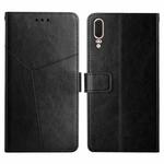 For Huawei P20 Y Stitching Horizontal Flip Leather Phone Case with Holder & Card Slots & Wallet & Photo Frame(Black)