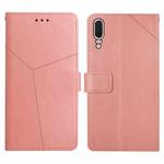 For Huawei P20 Y Stitching Horizontal Flip Leather Phone Case with Holder & Card Slots & Wallet & Photo Frame(Rose Gold)