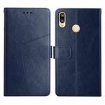 For Huawei P20 Lite Y Stitching Horizontal Flip Leather Phone Case with Holder & Card Slots & Wallet & Photo Frame(Blue)