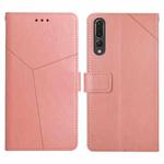 For Huawei P20 Pro Y Stitching Horizontal Flip Leather Phone Case with Holder & Card Slots & Wallet & Photo Frame(Rose Gold)