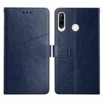 For Huawei P30 Lite Y Stitching Horizontal Flip Leather Phone Case with Holder & Card Slots & Wallet & Photo Frame(Blue)