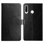 For Huawei P30 Lite Y Stitching Horizontal Flip Leather Phone Case with Holder & Card Slots & Wallet & Photo Frame(Black)