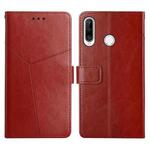 For Huawei P30 Lite Y Stitching Horizontal Flip Leather Phone Case with Holder & Card Slots & Wallet & Photo Frame(Brown)