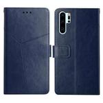 For Huawei P30 Pro Y Stitching Horizontal Flip Leather Phone Case with Holder & Card Slots & Wallet & Photo Frame(Blue)