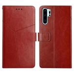 For Huawei P30 Pro Y Stitching Horizontal Flip Leather Phone Case with Holder & Card Slots & Wallet & Photo Frame(Brown)