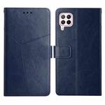 For Huawei P40 Lite Y Stitching Horizontal Flip Leather Phone Case with Holder & Card Slots & Wallet & Photo Frame(Blue)