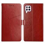 For Huawei P40 Lite Y Stitching Horizontal Flip Leather Phone Case with Holder & Card Slots & Wallet & Photo Frame(Brown)