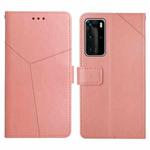 For Huawei P40 Pro Y Stitching Horizontal Flip Leather Phone Case with Holder & Card Slots & Wallet & Photo Frame(Rose Gold)